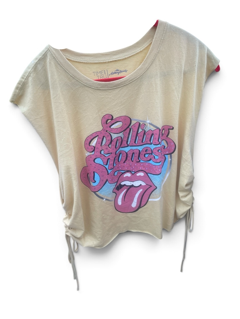 Rolling Stones Graphic Ruched-Side Yellow Tee custom design with draw strings - Picture 2 of 3